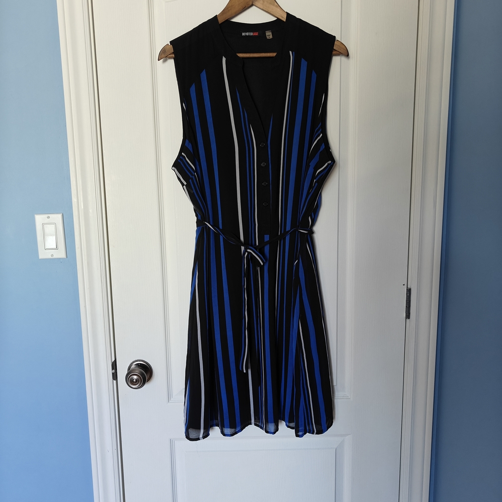 Blue and Black Striped Dress